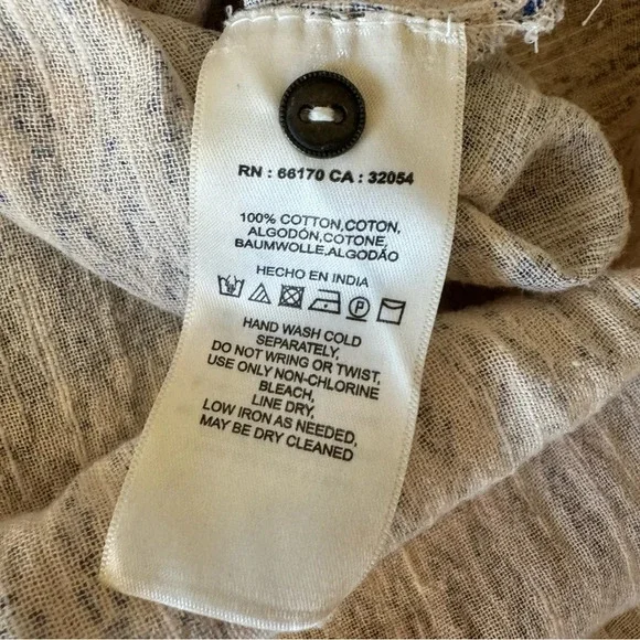 Maeve Lena Tunic Top Small Blue White Cotton Gauzy Loose Flowy - Picture 5 of 8